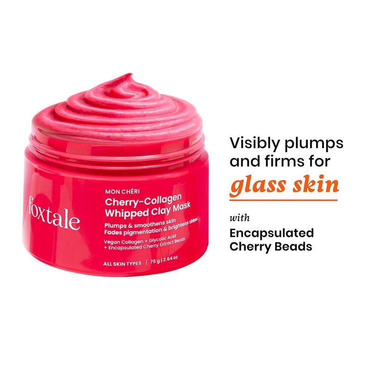 Foxtale Cherry-Collagen Clay Mask - Plumps, Hydrates, Firms & Brightens Skin
(75g)