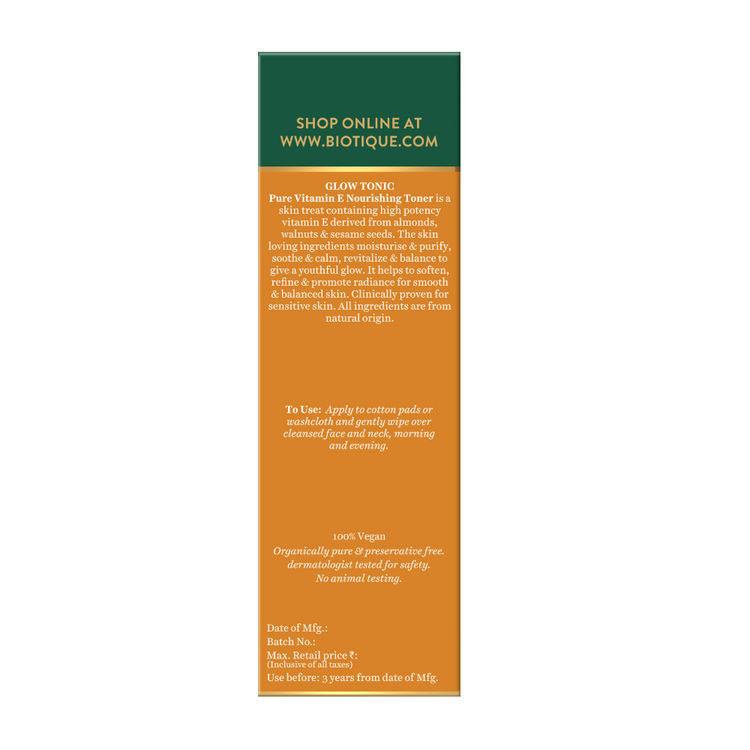 Biotique Advanced Organics Glow Tonic Pure Vitamin E Nourishing Toner (120ml)