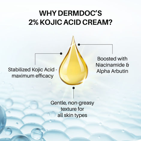 DERMDOC Kojic Acid Glow Fusion Formula Night Cream with Niacinamide & Alpha Arbutin for Skin Brightening (50 gm)