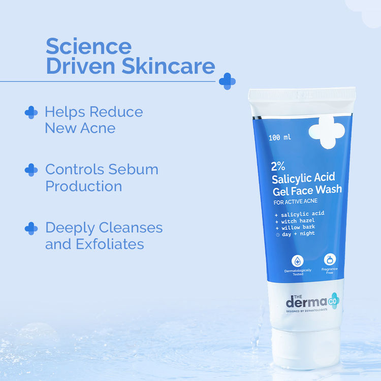The Derma Co 2% Salicylic Acid Gel Face Wash for Oily Skin with Salicylic Acid & Witch Hazel (100ml)