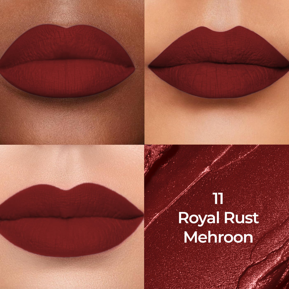 Colors Queen Luxury Matte Non-Transfer Lipstick Waterproof & Bold (11Royal Rust Mehroon)