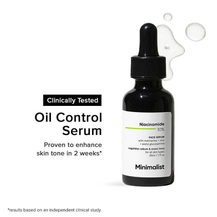 Minimalist 10% Niacinamide Face Serum With Matmarine + Zinc For Reducing Oil & Blemishes
(30ml)