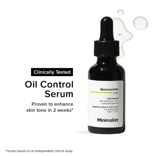 Minimalist 10% Niacinamide Face Serum With Matmarine + Zinc For Reducing Oil & Blemishes
(30ml)