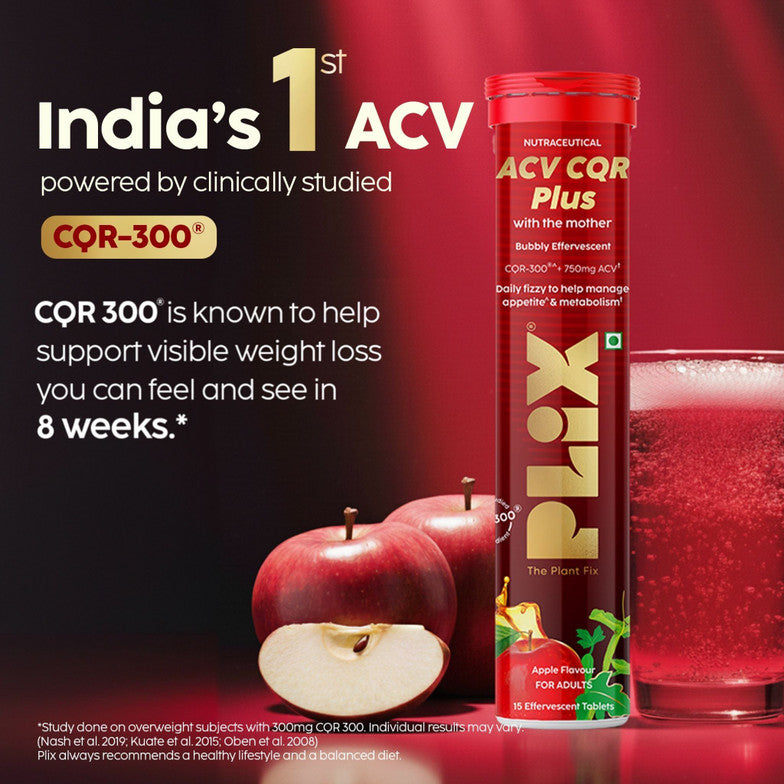 Plix ACV CQR Plus Effervescent for Fat Reduction & Weight Management (2 months)