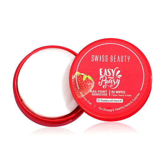 Swiss Beauty easy peasy nail polish remover wipes (Strawberry With Vitamin B7)