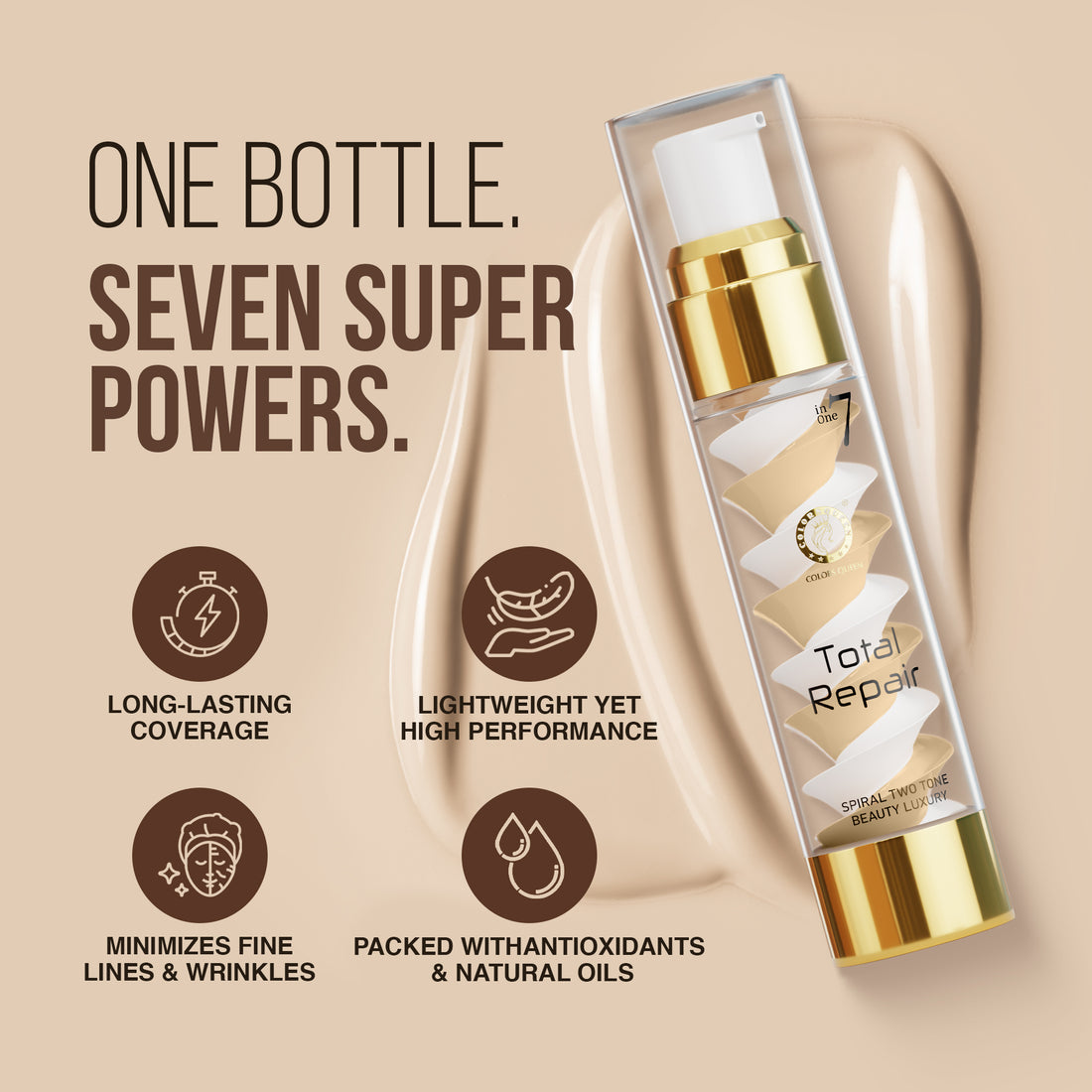 Colors Queen 7 in 1 Total Repair Foundation (02 Beige)
