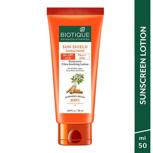 Biotique Bio Sun Shield Sandalwood Ultra Protective Face Lotion SPF 50+ Sunscreen (50ml)