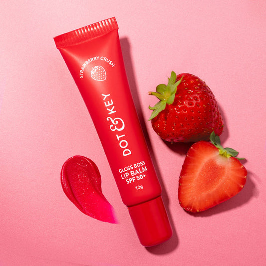 Dot & Key Vitamin C + E Brightening Lip Balm with SPF 50+  (01Strawberry Crush High Tinted)