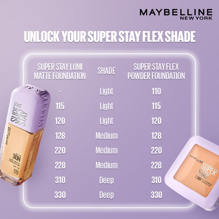 Maybelline Super Stay Flex Powder Foundation Compact-30H Full Cover (128)
