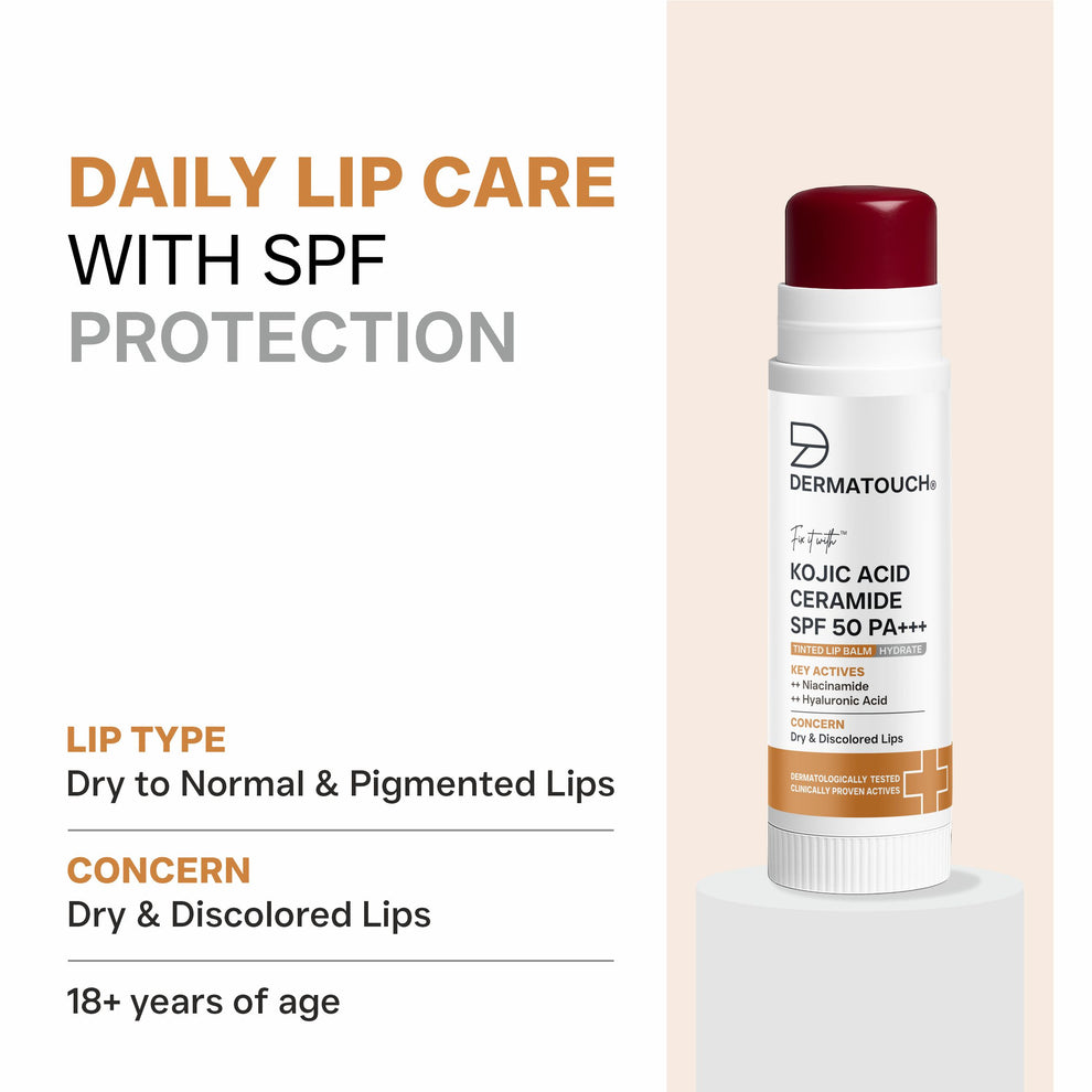 DERMATOUCH Kojic Acid Ceramide SPF 50 PA+++ Natural Lip Balm - Dark Tint