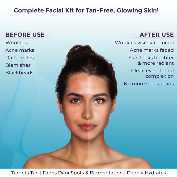 Sanfe Insta Facial Kit 5-Step, Instant Glow, De-Tan & Brightening For Oily, Dull Skin For Women
(50g)