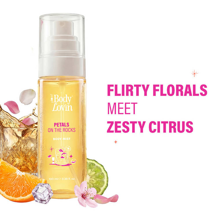 Plum BodyLovin’ Petals On The Rocks Body Mist, Long-Lasting, Citrus Floral Fragrance (100ml)