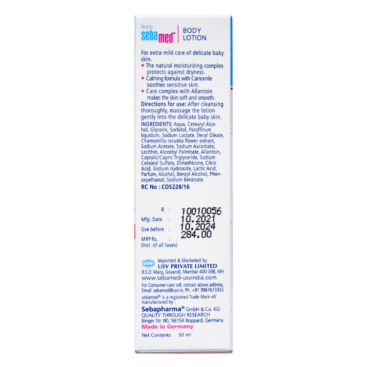Sebamed Baby Body Lotion, pH 5.5, Long Lasting Moisturiser, Quickly Absorbed
(50ml)