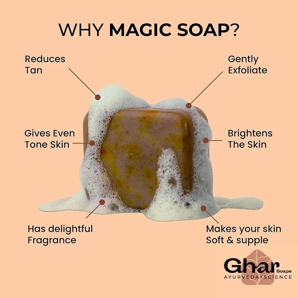 Ghar Soaps Sandalwood & Saffron Magic Soaps For Bath (100 Gms Pack Of 1)
