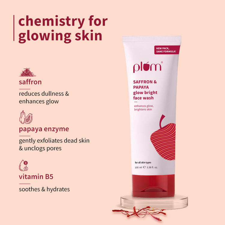 Plum Saffron & Papaya Glow Bright Gel Face Wash (100ml)