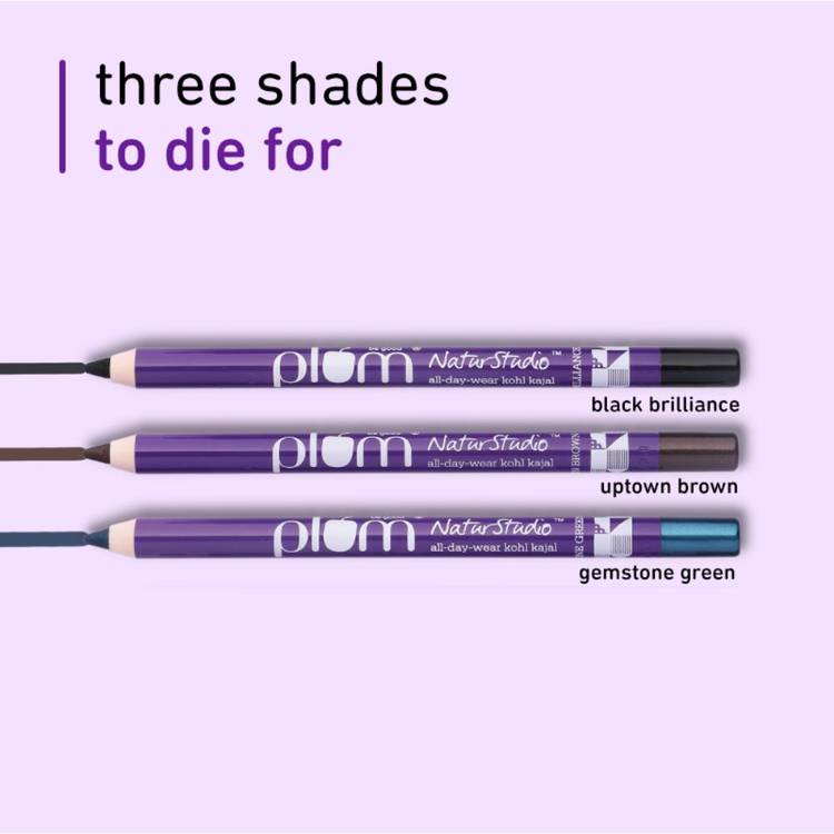 Plum Natur Studio All-Day-Wear Kohl Kajal - Black Brilliance With Free Sharpener (1.2g)