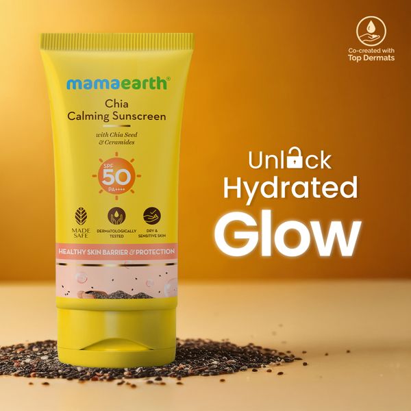Mamaearth Chia Calming Sunscreen with Chia Seed & Ceramides for Hydrated Glow & Sun Protection - 50 g