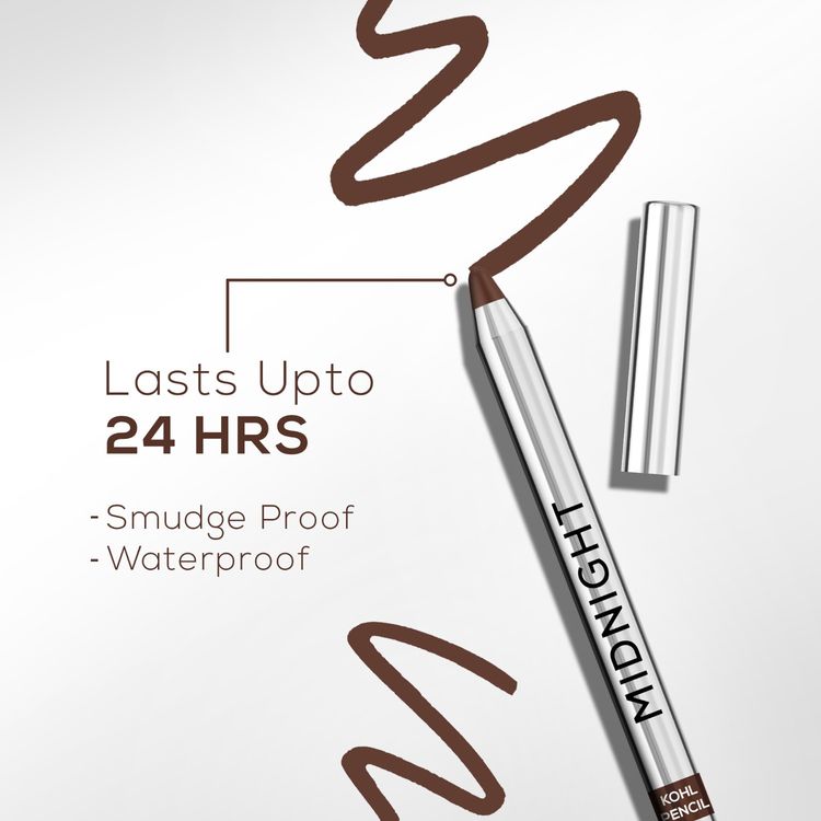Renee Cosmetics Midnight Kohl Pencil, Waterproof, Smudge-proof, All-Day Kajal with Sharpener - Brown
(1.5g)