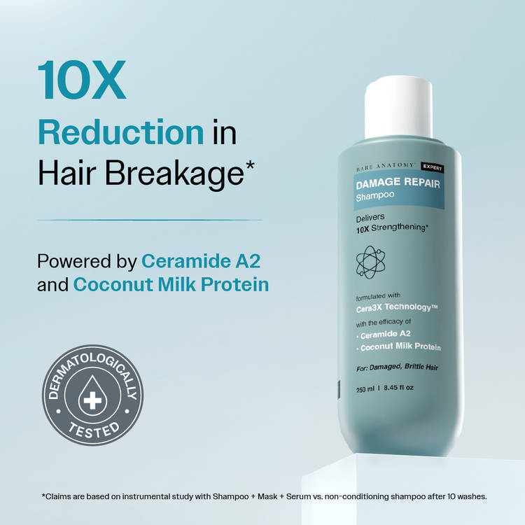 Bare Anatomy Damage Repair Shampoo for Damaged, Dry & Frizzy Hair Paraben & Sulphate Free Shampoo (250ml)