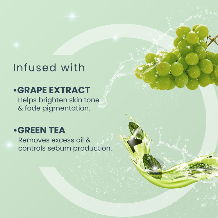 Lotus Herbals WhiteGlow Active Skin Whitening + Oil Control Face Wash With GreenTea & Grape Extracts (100g)
