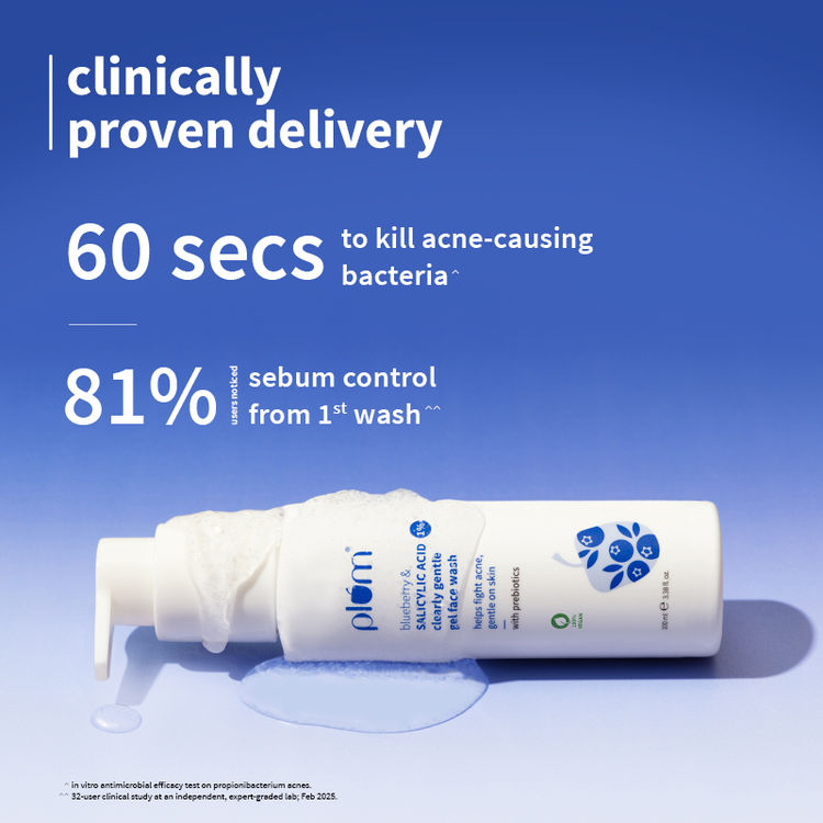 Plum 1% Salicylic Acid &       Blueberry Clearly Gentle Gel Face Wash (100ml)