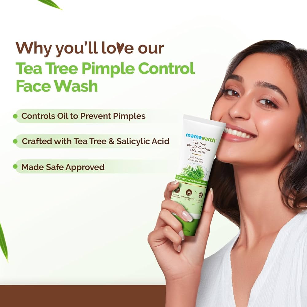 Mamaearth Tea Tree Pimple Control Face Wash with Tea Tree & Salicylic for Oily & Acne-Prone Skin - 100 ml
