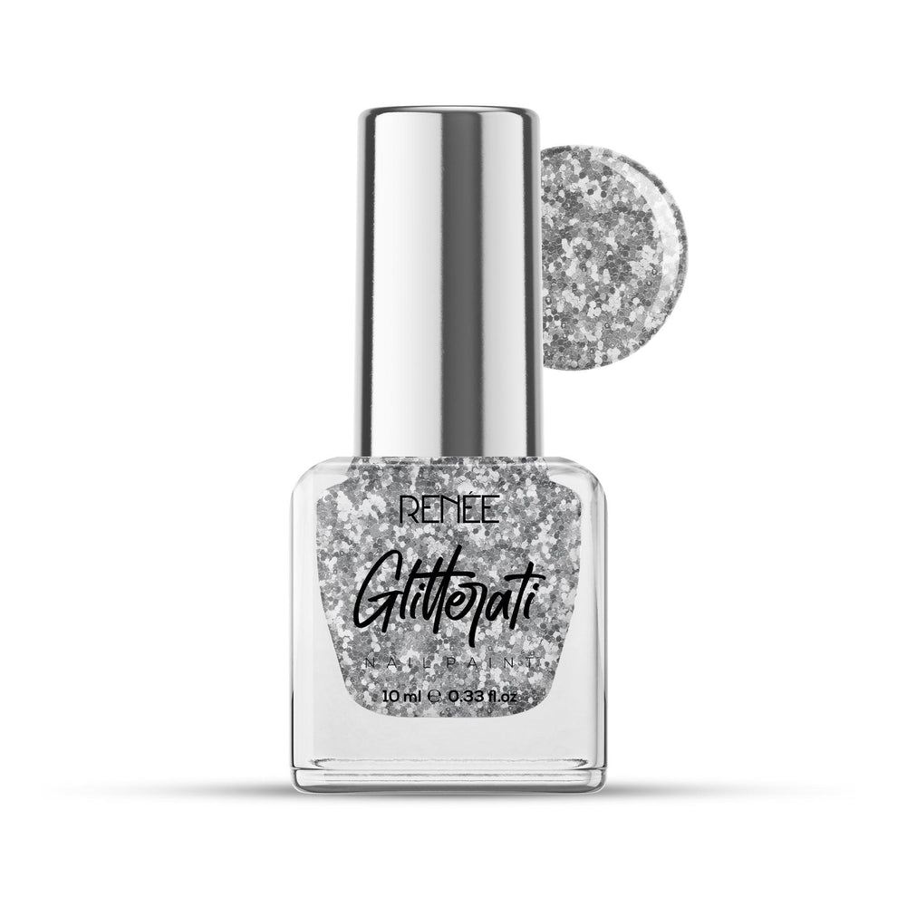 RENEE Glitterati Nail Paint (02 Silver Confetti)