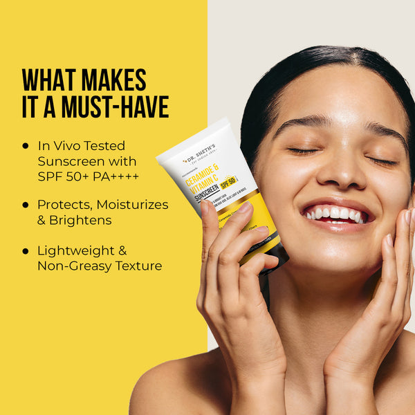 Dr. Sheth's Ceramide & Vitamin C Sunscreen - 50 gm In-Vivo Tested SPF 50+ PA ++++ 50g