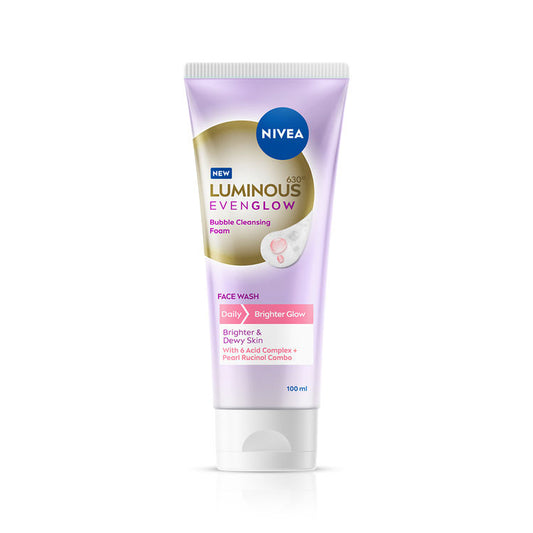 NIVEA Luminous Even Glow Bubble Foam Daily Gentle and Brightening Face Wash With 6 Acid complex
(100ml)