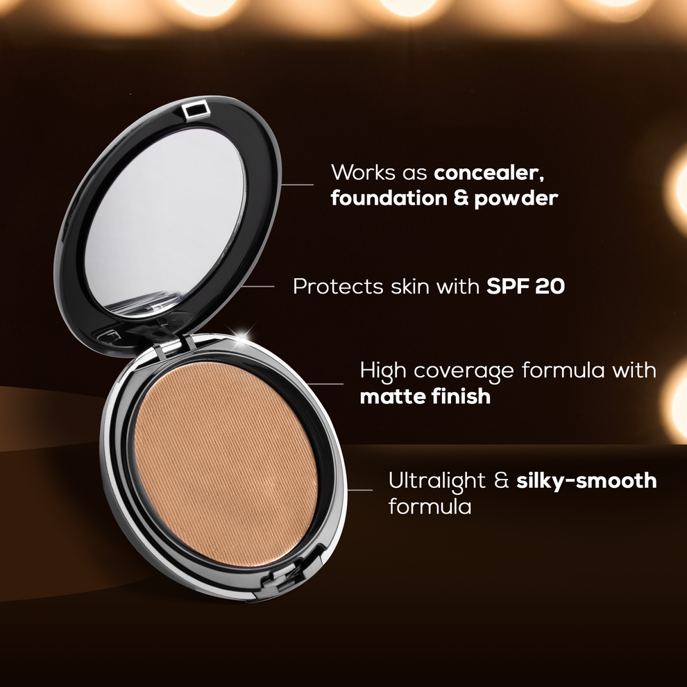 RENEE Pro HD 3-IN-1 Compact, Works as Concealer, Foundation & Powder With SPF 20 (Sable)