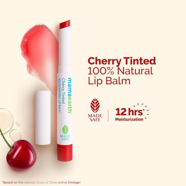 Mamaearth Cherry Tinted 100% Natural Lip Balm with Cherry & Coconut Oil for 12 hrs Moisturized Lips - 2 g