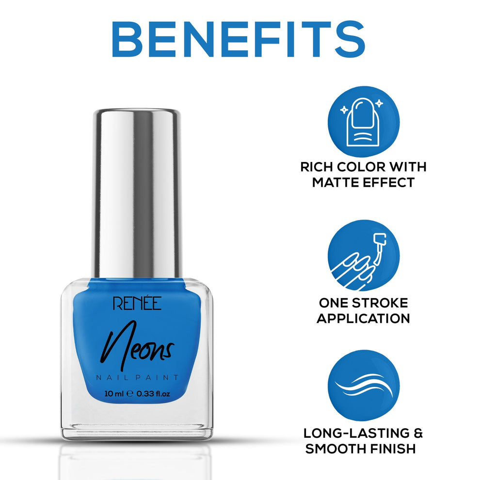 RENEE Neons Nail Paint (01 Blue Bolt)