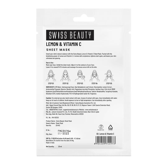 Swiss Beauty Lemon & Vitamin C Sheet Mask