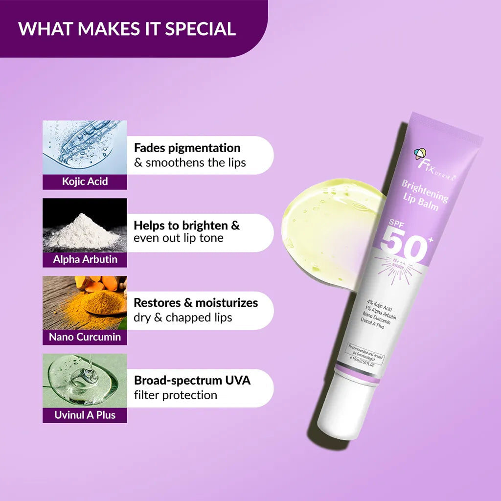 Fixderma Brightening Lip Balm SPF 50+ | Best Lip Balm for Dark Lips with SPF 50+