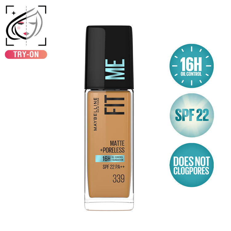 Maybelline Fit Me Matte+Poreless 16H Oil Control Foundation With SPF 22 PA++ (339)(30ml)