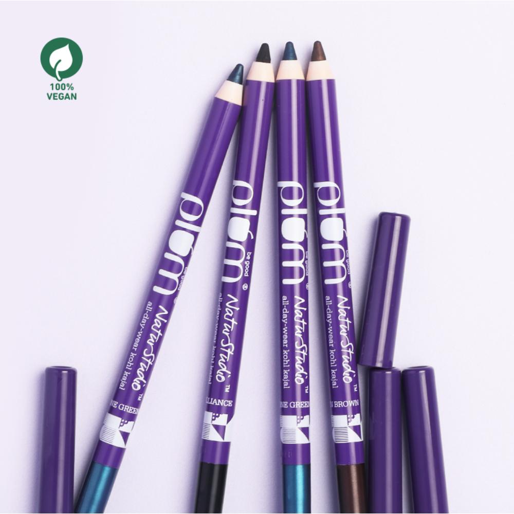 Plum Natur Studio All-Day-Wear Kohl Kajal - Black Brilliance With Free Sharpener (1.2g)