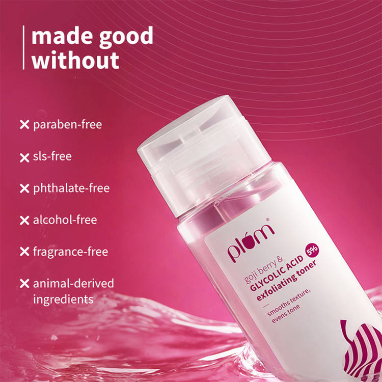 Plum 5% Glycolic Acid & Goji Berry Exfoliating Toner for textured skin (150ml)