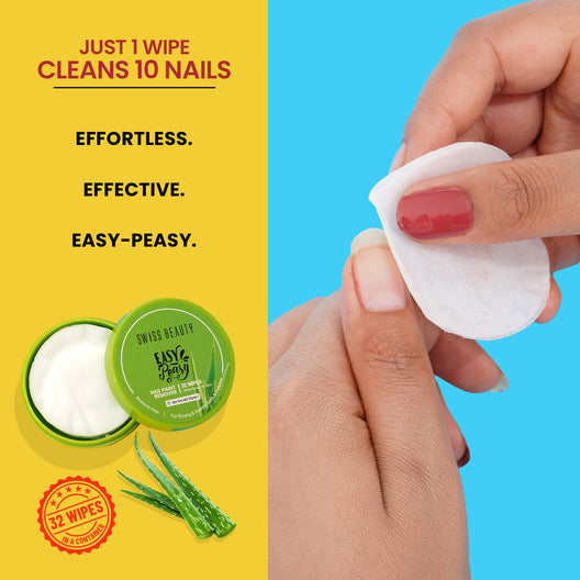 Swiss Beauty easy peasy nail polish remover wipes (Strawberry With Vitamin B7)