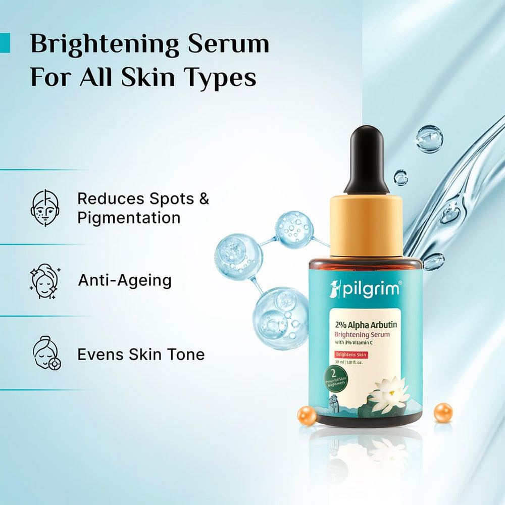 Pilgrim 2% Alpha Arbutin Brightening Serum
With 3% Vitamin C 30ml