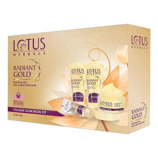 Lotus Herbals Radiant Gold Cellular Facial Kit With 24K Pure Gold & Papaya, For All Skin Types
(170gm)