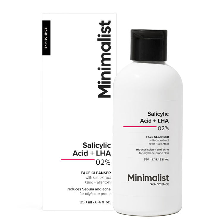 Minimalist
2% Salicylic Acid + LHA Face Cleanser With Zinc For Reducing Sebum & Acne
(250 ml)