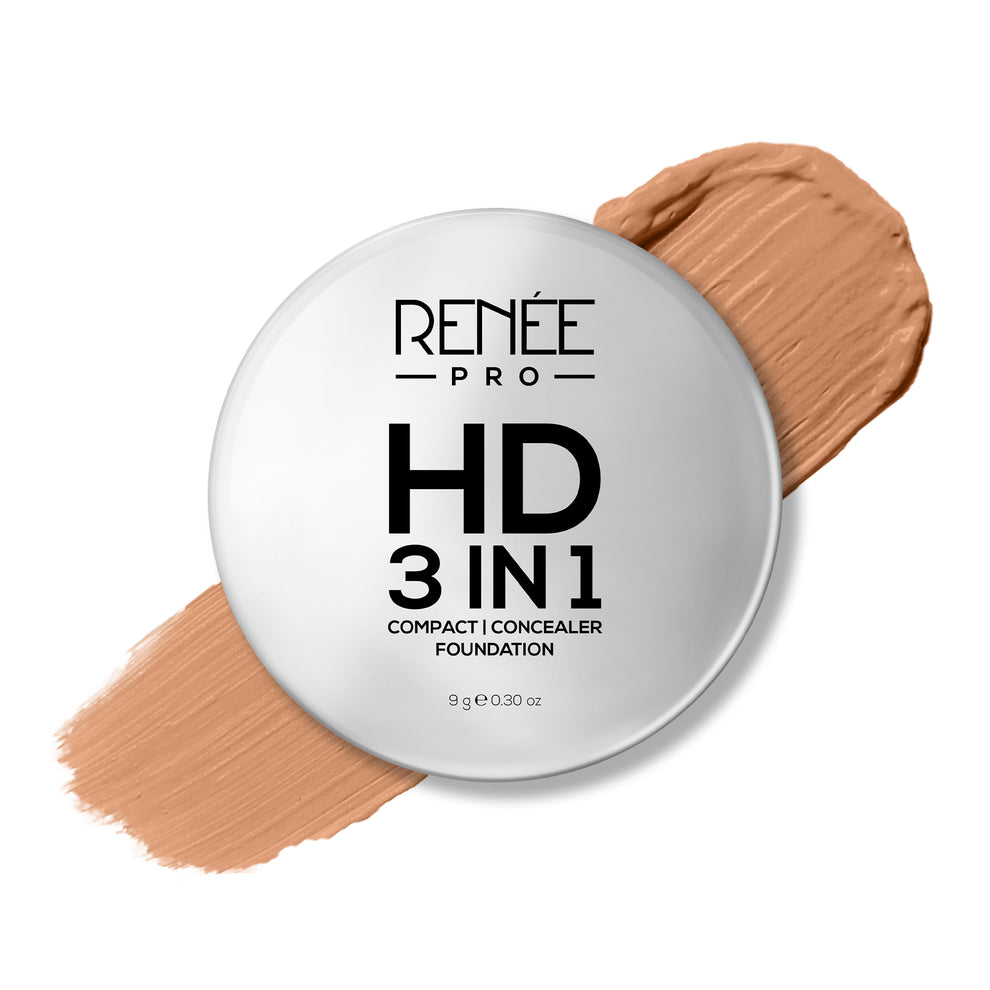 RENEE Pro HD 3-IN-1 Compact, Works as Concealer, Foundation & Powder With SPF 20 (Miel)