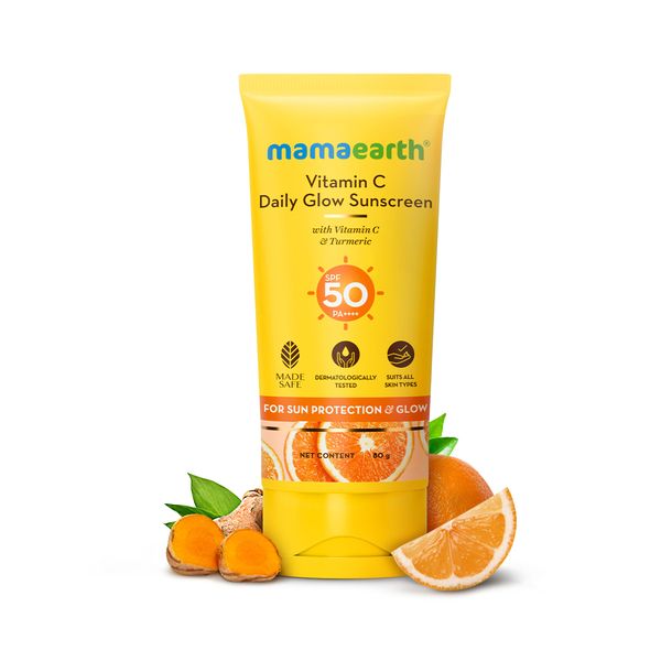 Mamaearth Vitamin C Daily Glow Sunscreen SPF 50 PA++++ – In-Vivo Tested 80g