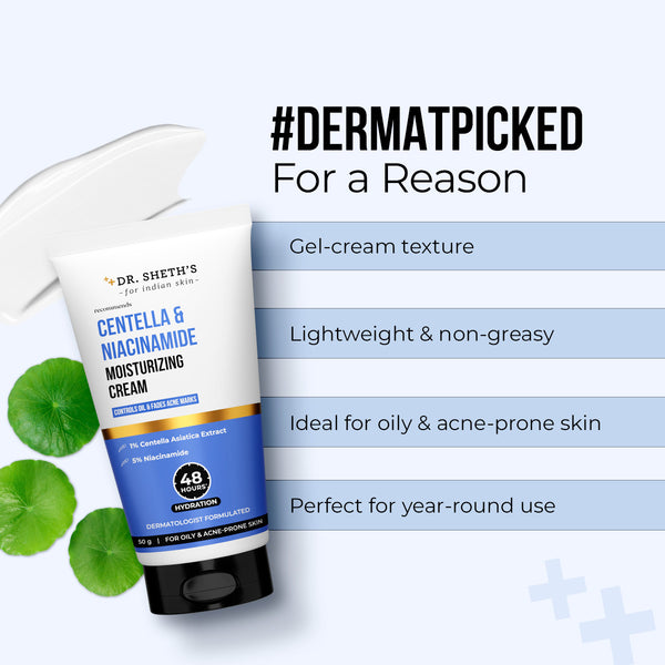 Dr. Sheth's Centella & Niacinamide Moisturizing Cream - 50g
