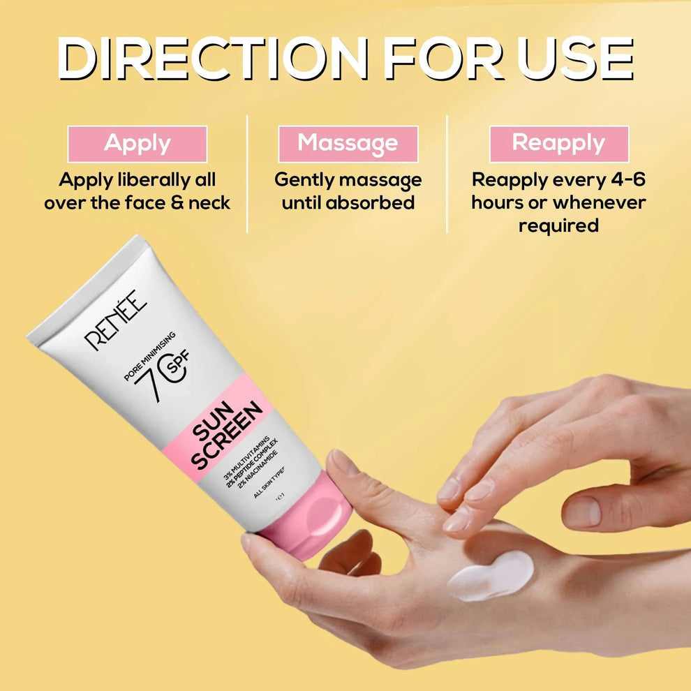 RENEE Pore Minimizing Sunscreen SPF 70 With 2% Niacinamide, 2% Peptide Complex & 3% Multivitamins