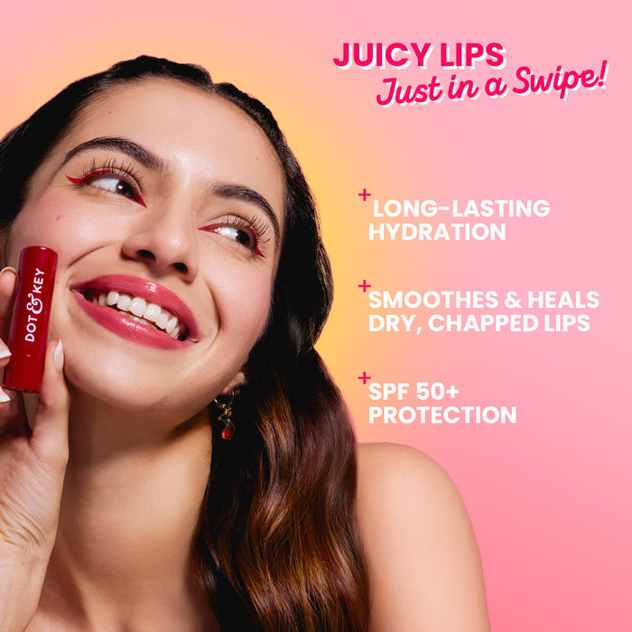 Dot & Key SPF 50+ Barrier Repair Hydrating Lip Balm (02Cherry Crimson - High Tinted)