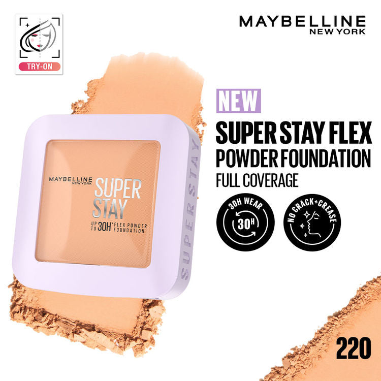 Maybelline Super Stay Flex Powder Foundation Compact-30H Full Cover (220)