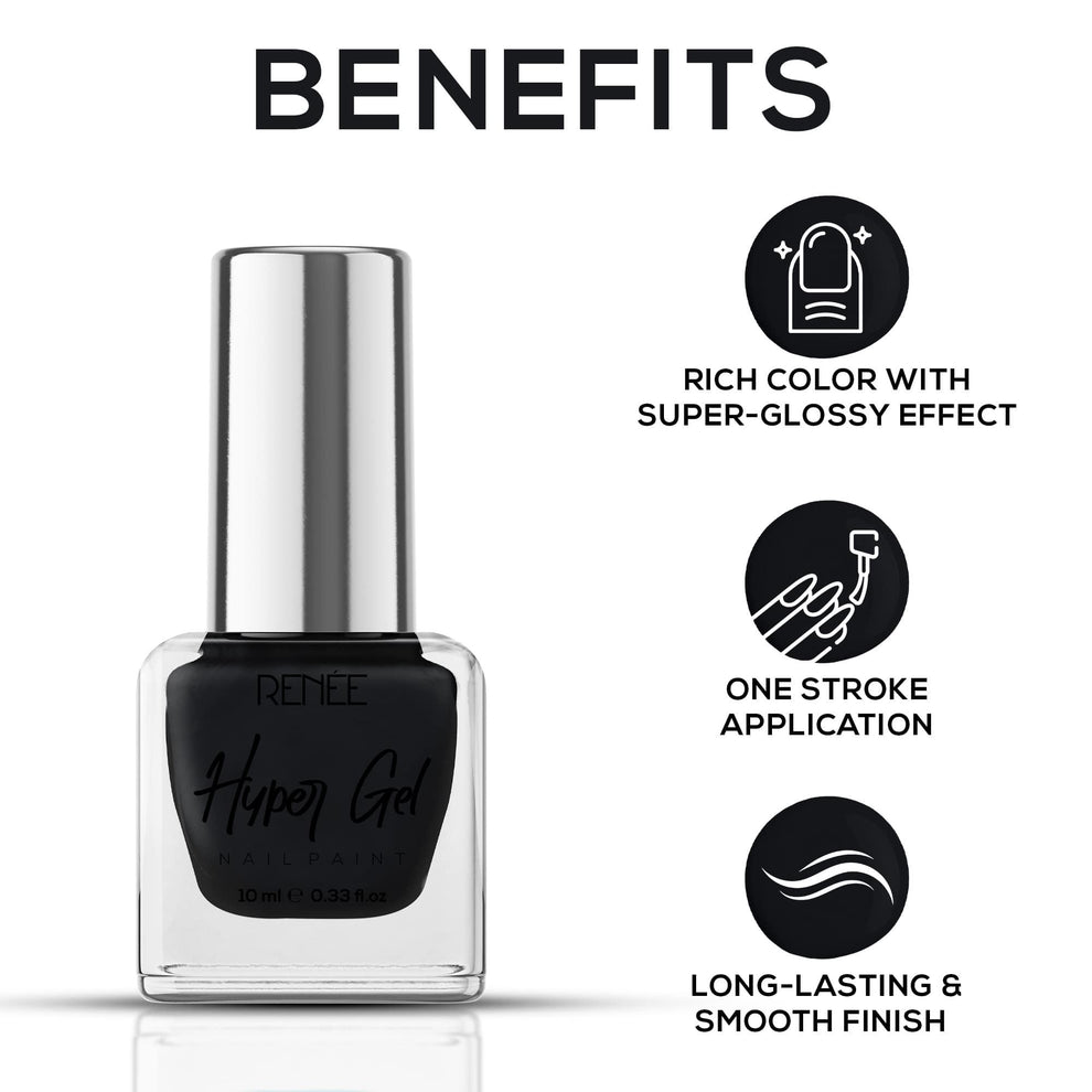 RENEE Hyper Gel Nail Paint 10ml (03 Onyx Black)
