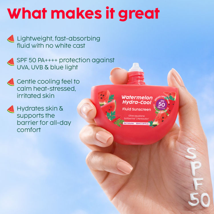 Plix Watermelon Hydra-Cool Fluid Sunscreen With SPF 50 PA++++
(50ml)