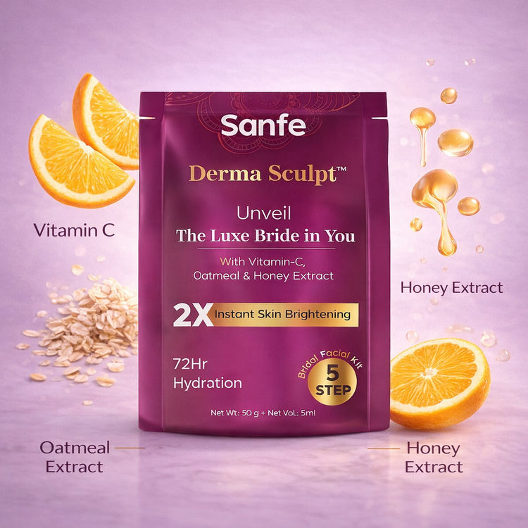 Sanfe Derma Sculpt 5 Step Bridal Facial Kit For Instant Glow Up
(55ml)